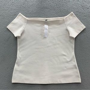 Ann Taylor NWT Ivory Cream Off The Shoulder Knit Sweater Top Blouse Size L